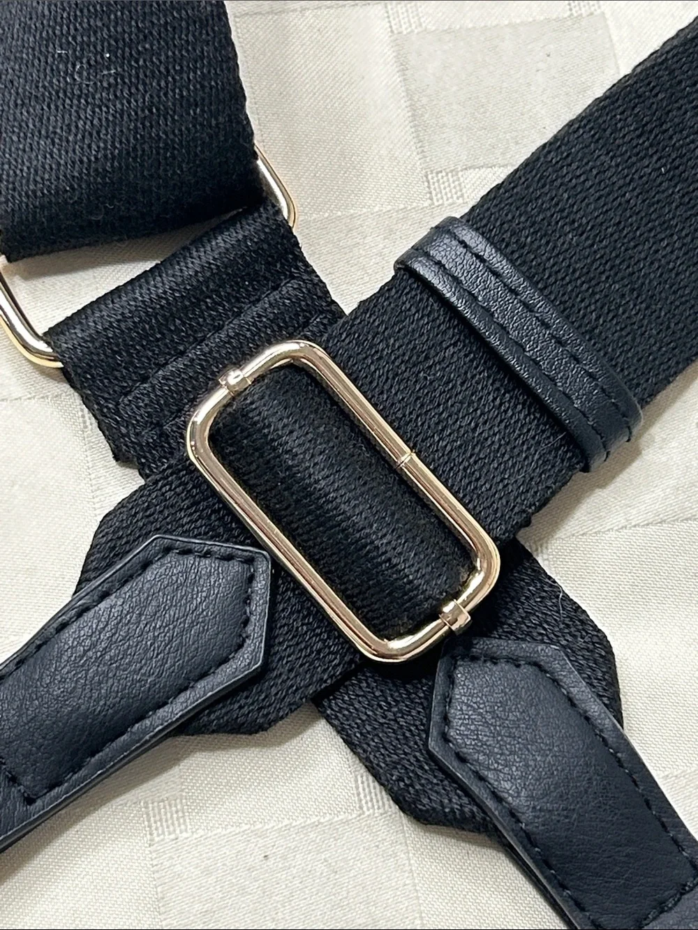 Black Wide Adjustable Strap with Gold Hardware